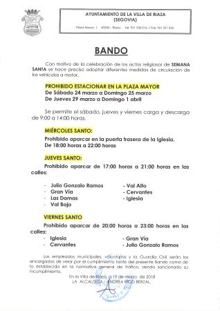 Imagen BANDO - CORTES DE CIRCULACION