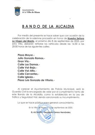Imagen BANDO DE LA ALCALDÍA