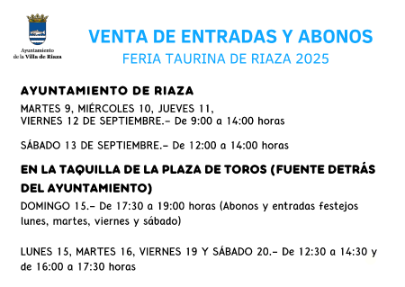 Imagen VENTA DE ABONOS Y ENTRADAS FERIA TAURINA DE RIAZA 20125