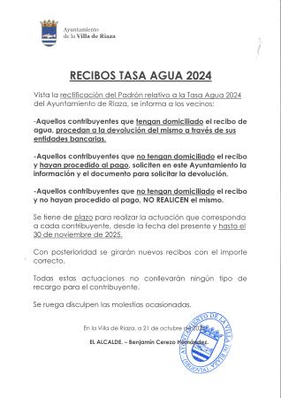 Imagen RECIBOS TASA AGUA 2024