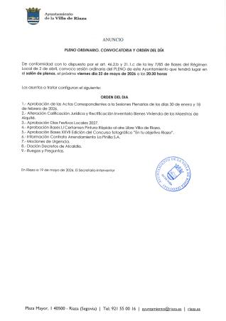 Imagen Sesión Plenaria Ordinaria de 22 de mayo de 2026