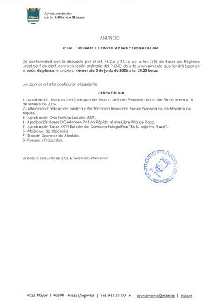Imagen Sesión Plenaria Ordinaria de 5 de junio de 2026
