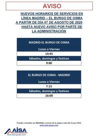 Imagen Nuevos horarios servicio linea Madrid - El Burgo de Osma