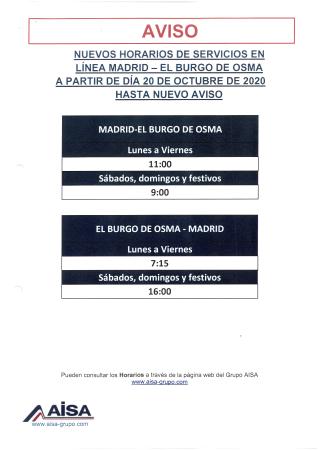 Imagen Nuevos horarios transporte público. Línea Madrid - Burgo de Osma
