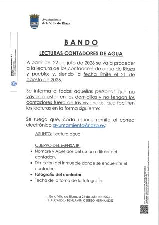 Imagen LECTURAS CONTADORES DE AGUA