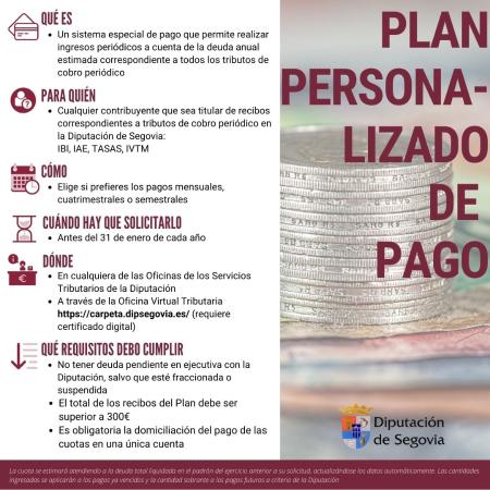 Imagen Plan de pagos personalizado. Diputación de Segovia