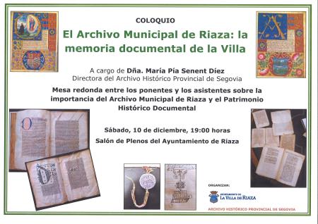 Imagen ¡COLOQUIO! EL ARCHIVO MUNICIPAL DE RIAZA: LA MEMORIA DOCUMENTAL DE LA VILLA