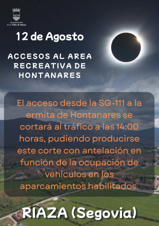 Imagen 12 DE AGOSTO. ECLIPSE SOLAR TOTAL. ACCESOS AL ÁREA RECREATIVA DE HONTANARES.