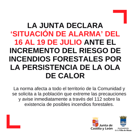 Imagen ‘SITUACIÓN DE ALARMA’ DEL 16 AL 19 DE JULIO ANTE EL INCREMENTO DEL RIESGO DE INCENDIOS FORESTALES