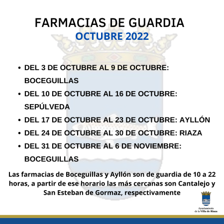 Imagen Farmacias de Guardia mes de octubre de 2022