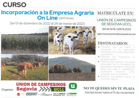 Imagen CURSO INCORPORACIÓN A LA EMPRESA AGRARIA ON LINE.