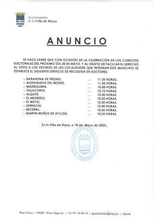 Imagen ANUNCIO. ELECCIONES MUNICIPALES 2023.