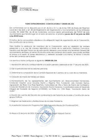 Imagen Sesión extraordinaria de 29 de junio de 2023