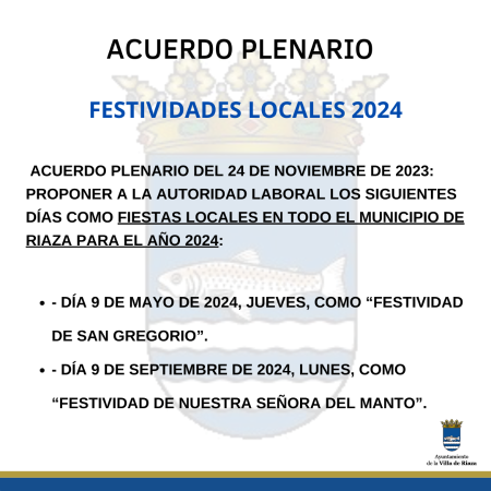 Imagen APROBACIÓN DÍAS FESTIVOS LOCALES 2024