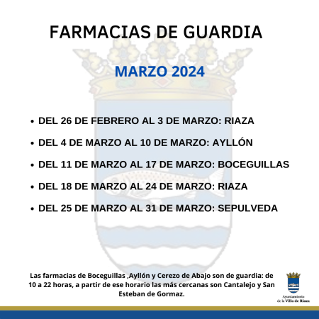 Imagen FARMACIAS DE GUARDIA MES DE MARZO 2024