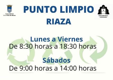Imagen Horario del Punto Limpio de Riaza, desde el 1 de julio de 2024.
